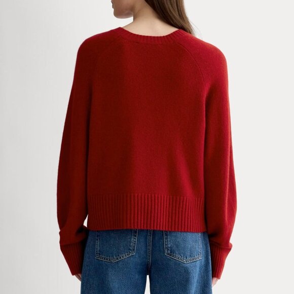 Everlane The Boxy Crew in Cashmere Berry Red Size XS - Picture 2 of 5